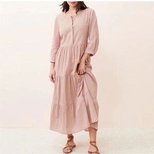 Jenni Kayne James Tiered Maxi Dress Dusty Pink Size L EUC